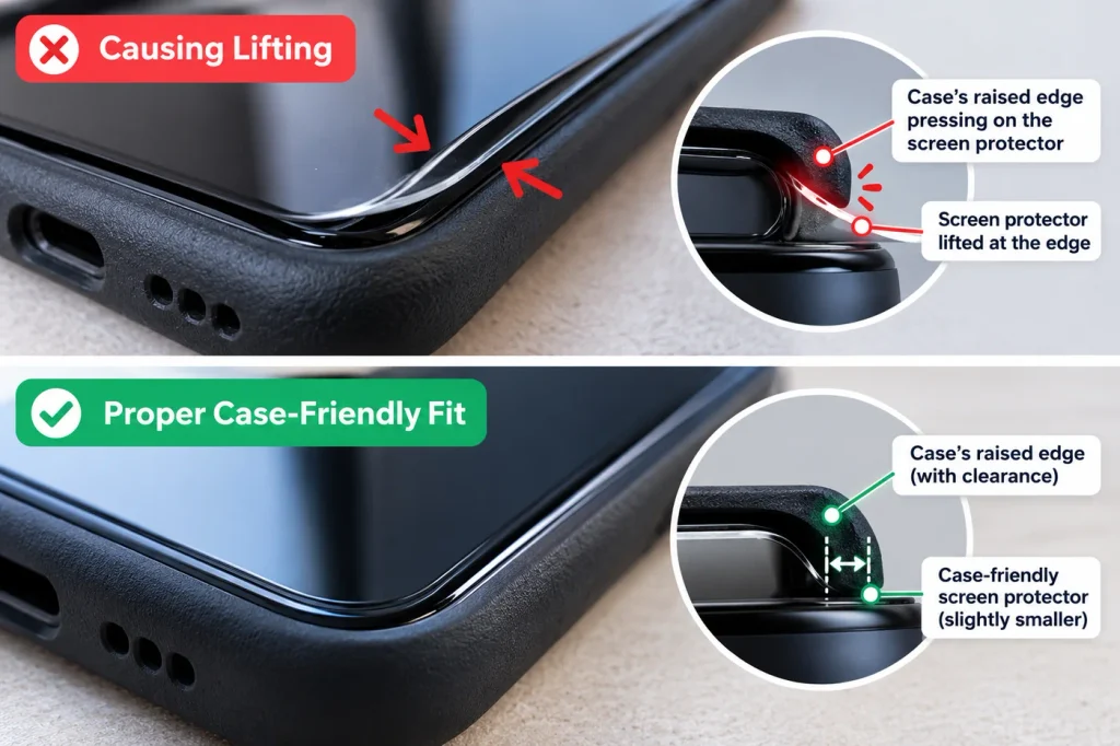 case friendly screen protector fit
