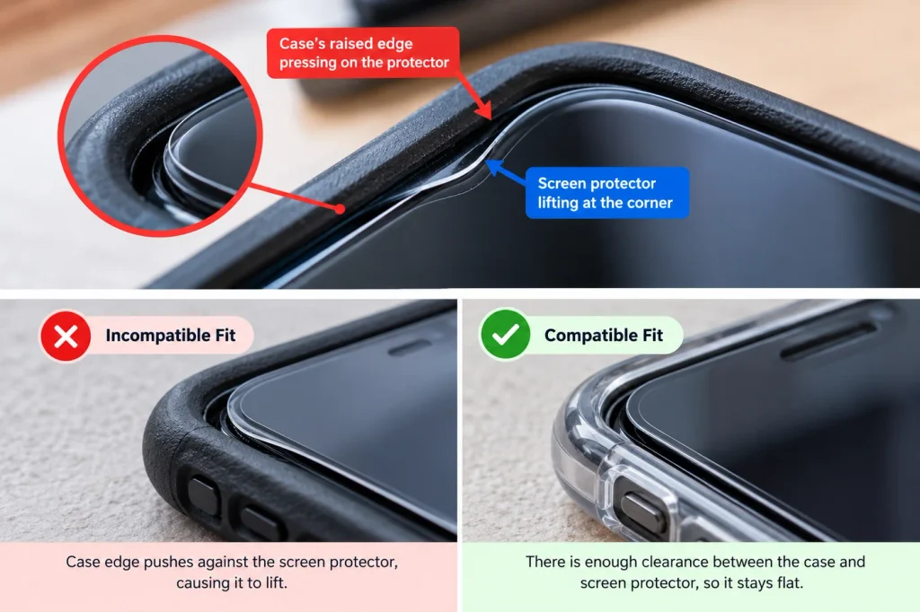 screen protector lifting from phone case